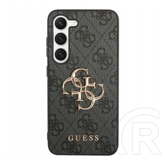 Guess 4G Big Metal Logo műanyag telefonvédő (ütésállóság, bőr hatású hátlap, sötétszürke)