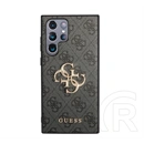 Guess 4G Big Metal Logo műanyag telefonvédő (ütésállóság, bőr hatású hátlap, sötétszürke)