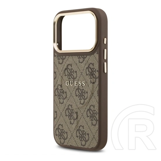 Guess 4G Classic Logo szilikon telefonvédő (ütésállóság, bőr hatású hátlap, sötétbarna)