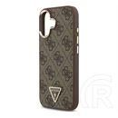 Guess Grained Triangle szilikon telefonvédő (ütésállóság, bőr hatású hátlap, magsafe, barna, arany)