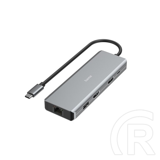 HAMA 00200142 USB hub (4x USB 3.1, 2x HDMI, Gigabit LAN, USB-C PD, MST, 4K, alumínium)
