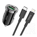 HOCO Z44 autós töltő (USB / Type-C aljzat + Type-C - lightning 8pin kábel) fekete