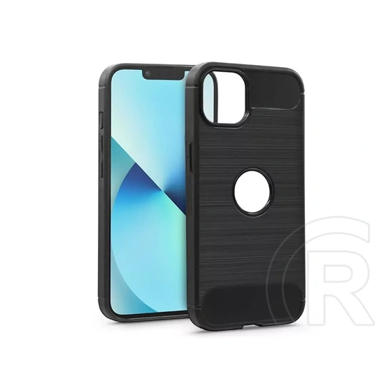 Haffner Carbon Logo szilikon tok (Apple iPhone 13, fekete)