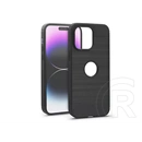 Haffner Carbon Logo szilikon tok (Apple iPhone 14 Pro Max, fekete)