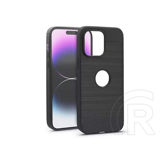 Haffner Carbon Logo szilikon tok (Apple iPhone 14 Pro Max, fekete)