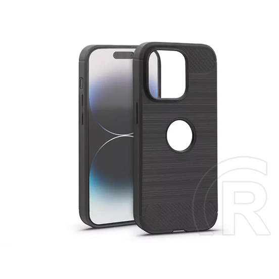 Haffner Carbon Logo szilikon tok (Apple iPhone 14 Pro, fekete)