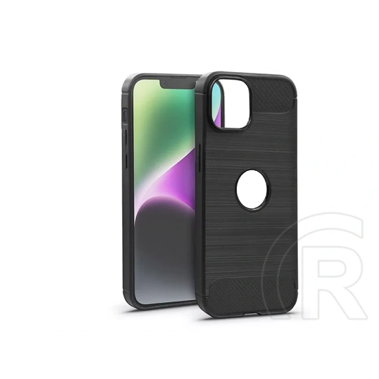 Haffner Carbon Logo szilikon tok (Apple iPhone 14, fekete)