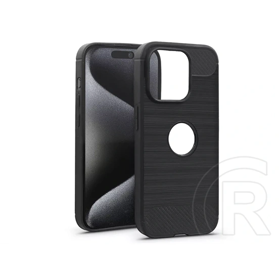 Haffner Carbon szilikon tok (Apple iPhone 15 Pro, fekete)