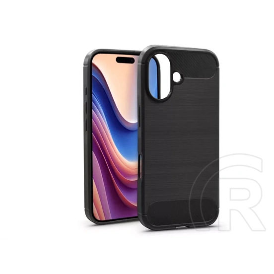 Haffner Carbon szilikon tok (Apple iPhone 16+, fekete)