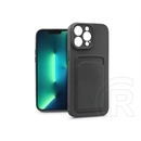 Haffner Card Case kártyatartós szilikon tok (Apple iPhone 13 Pro, fekete)
