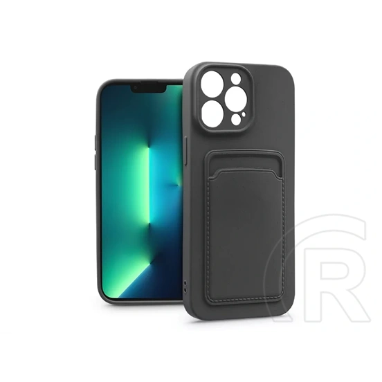 Haffner Card Case kártyatartós szilikon tok (Apple iPhone 13 Pro, fekete)