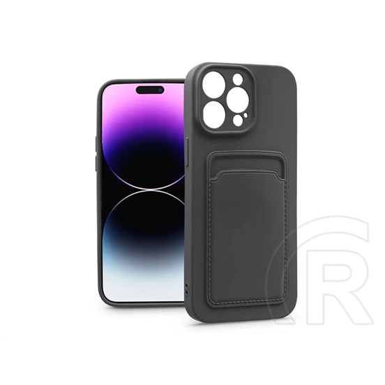 Haffner Card Case kártyatartós szilikon tok (Apple iPhone 14 Pro Max, fekete)