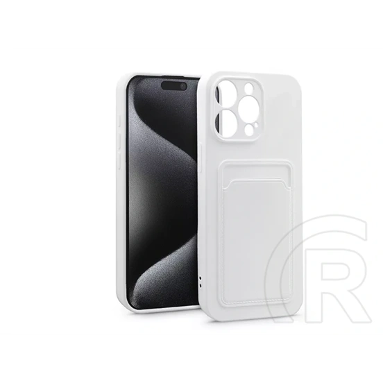 Haffner Card Case kártyatartós szilikon tok (Apple iPhone 15 Pro Max, fehér)
