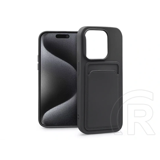 Haffner Card Case kártyatartós szilikon tok (Apple iPhone 15 Pro, fekete)