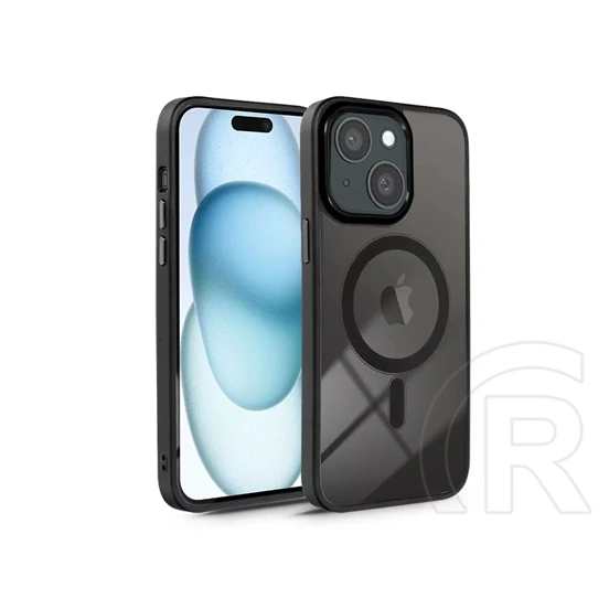 Haffner Edge Mag Cover szilikon tok (Apple iPhone 15, Plus fekete/átlátszó)