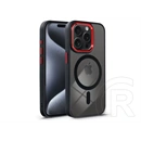Haffner Edge Mag Cover szilikon tok (Apple iPhone 15 Pro Max, fekete/piros/átlátszó)