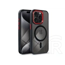 Haffner Edge Mag Cover szilikon tok (Apple iPhone 15 Pro, fekete/piros/átlátszó)