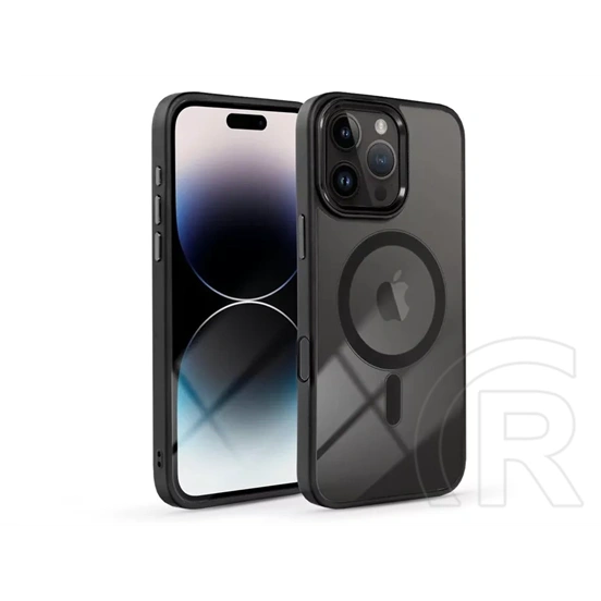 Haffner Edge Mag Cover szilikon tok (Apple iPhone 16 Pro, fekete/átlátszó)