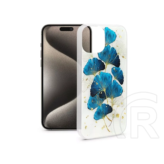 Haffner Gold Glam szilikon tok (Apple iPhone 15 Pro Max, levelek)