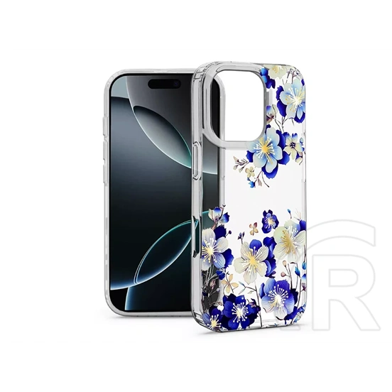 Haffner IMD Floral szilikon tok (Apple iPhone 16 Pro, átlátszó)