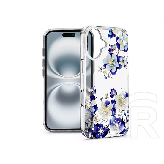 Haffner IMD Floral szilikon tok (Apple iPhone 16+, átlátszó)