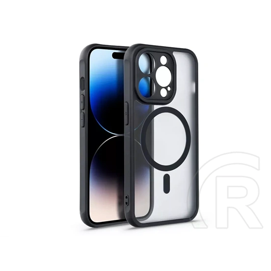 Haffner Matte Mag Cover szilikon tok (Apple iPhone 15 Pro, fekete/átlátszó)