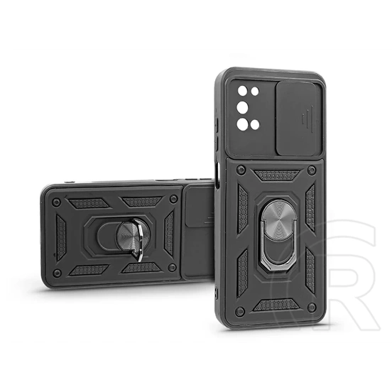 Haffner Slide Armor kameravédős ütésálló tok gyűrűvel (Samsung A025 Galaxy A02s/A03s, fekete)