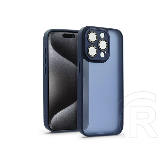 Haffner Variete tok kameravédő lencsevédő üveggel (Apple iPhone 15 Pro, sötétkék)