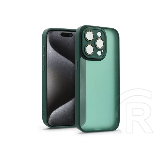 Haffner Variete tok kameravédő lencsevédő üveggel (Apple iPhone 15 Pro, sötétzöld)