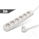Hálózati elosztó (6 aljzat, 3 m, fehér)