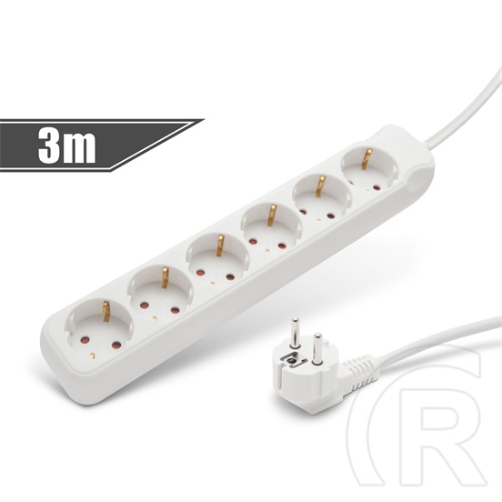 Hálózati elosztó (6 aljzat, 3 m, fehér)