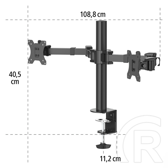 Hama 118494 dupla monitorkar (full motion, 2x 13-35", VESA 75x75, 100x100, max 15 kg/kar, fekete)
