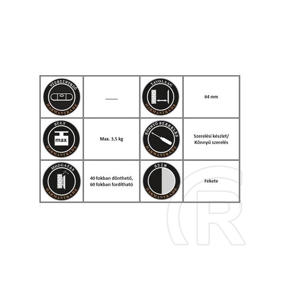 Harmantrade FH01 fali tartó pár (fekete)