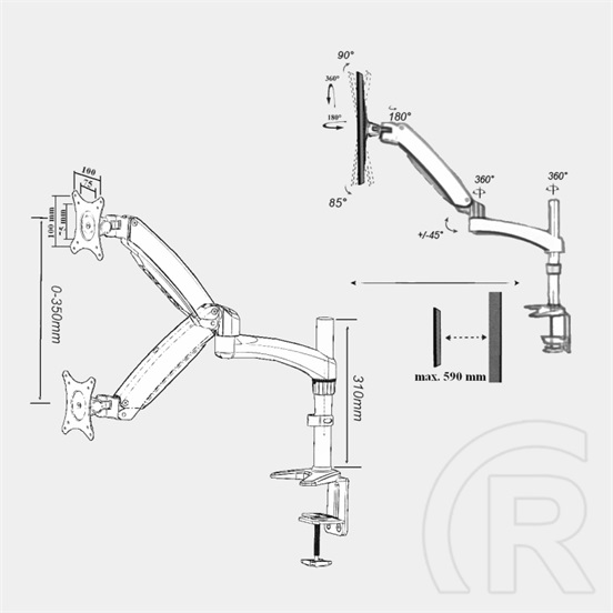 Harmantrade asztali karos monitor konzol LRA15