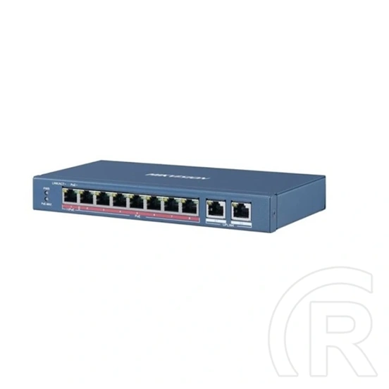 Hikvision DS-3E1310HP-EI PoE switch 8 port 100Mbps (110W, 2x RJ45 1000Mbps, menedzselhető)