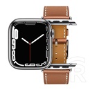 Hoco Apple Watch Series 9 41mm wa17 pótszíj (egyedi méret, szilikon, bőr hatású, állítható) barna