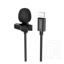 Hoco Apple iPhone 14 Plus l14 mikrofon (lightning 8pin, lavalier csíptethető, zajszűrő, 200cm) fekete