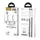 Hoco X36 adat- és töltőkábel (USB-C dugó / Lightning 8 pin dugó, 1 m, fehér)