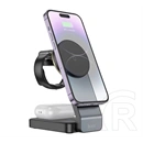 Hoco CQ3 asztali töltőállvány 3in1 (15W, wireless, gyorstöltő, MagSafe, Apple watch töltő, fekete)