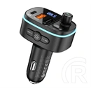 Hoco E62 bluetooth FM transmitter autós töltő (v5.0, Type-C PD 20W, USB-A 18W, 2x USB, pendrive lejátszás, LED kijelző,