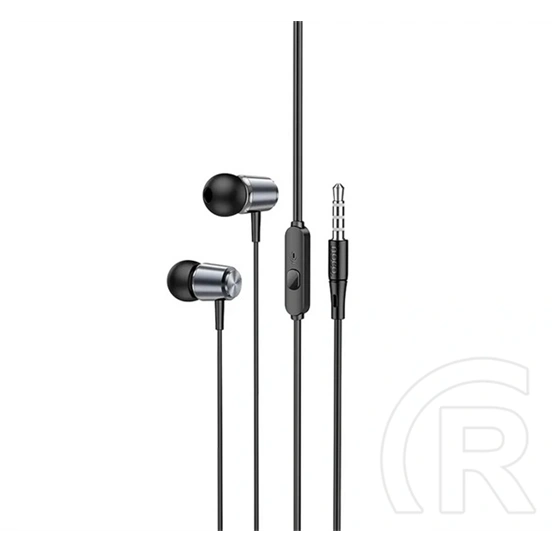 Hoco M108 fülhallgató sztereó (3,5 mm jack, mikrofon, felvevőgomb, hallójáratba dugható, sötétszürke)