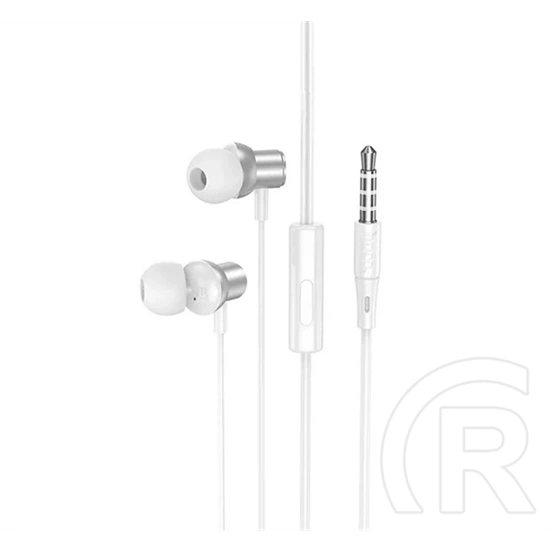 Hoco M110 fülhallgató sztereó (3,5 mm jack, mikrofon, hallójáratba dugható, prémium minőség, felvevő gomb, ezüst)