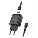 Hoco N2 Vigour hálózati töltő (10W, QC gyorstöltés, USB aljzat, Type-C kábel, fekete)