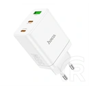 Hoco N33 hálózati töltő usb+2 type-c aljzat (35W, PD és QC gyorstöltés, fehér)