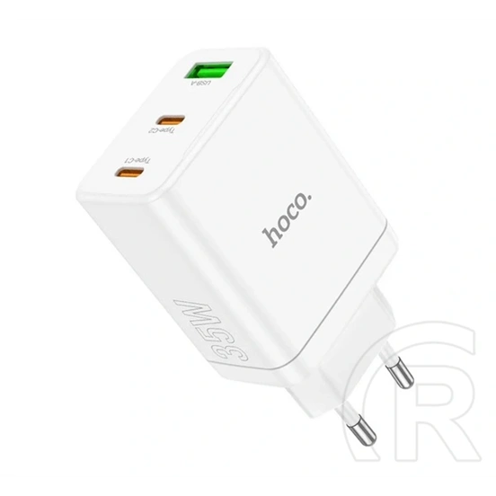Hoco N33 hálózati töltő usb+2 type-c aljzat (35W, PD és QC gyorstöltés, fehér)
