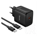 Hoco N83 hálózati töltő (60w, gan, pd gyorstöltő 3.0, type-c kábel, fekete)