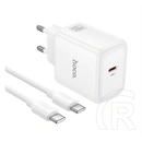 Hoco N83 hálózati töltő Type-C aljzat (60W, GaN, PD gyorstöltő 3.0, Type-C kábel, fehér)