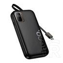 Hoco Q51 vésztöltő (10000mAh, 20W, PD gyorstöltés, LED kijelző, fix type-c kábel, fekete)