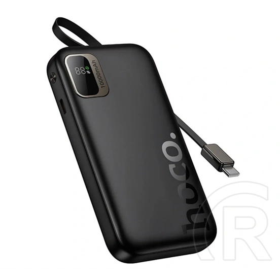 Hoco Q51 vésztöltő (10000mAh, 20W, PD gyorstöltés, LED kijelző, fix type-c kábel, fekete)