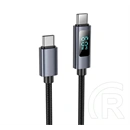 Hoco U112 adatkábel (type-c - type-c, 60W, PD gyorstöltő, LED kijelző, cipőfűző, 100cm, fekete)
